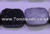 CAG8257 Top drilled 18*25mm rectangle black plated druzy agate beads