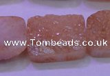 CAG8261 Top drilled 20*30mm rectangle champagne plated druzy agate beads