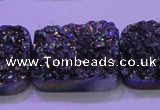 CAG8264 Top drilled 20*30mm rectangle rainbow plated druzy agate beads