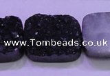 CAG8267 Top drilled 20*30mm rectangle black plated druzy agate beads