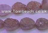 CAG8271 7.5 inches 10*14mm teardrop champagne plated druzy agate beads