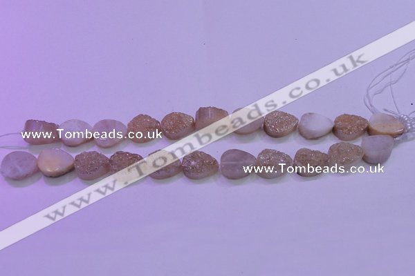 CAG8271 7.5 inches 10*14mm teardrop champagne plated druzy agate beads