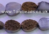 CAG8273 7.5 inches 10*14mm teardrop gold plated druzy agate beads