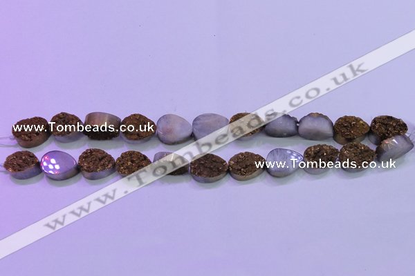 CAG8273 7.5 inches 10*14mm teardrop gold plated druzy agate beads