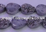 CAG8292 7.5 inches 13*18mm teardrop silver plated druzy agate beads