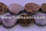 CAG8303 7.5 inches 15*20mm teardrop gold plated druzy agate beads