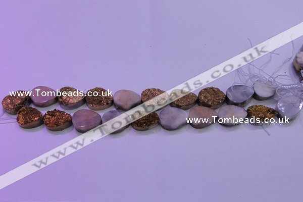 CAG8303 7.5 inches 15*20mm teardrop gold plated druzy agate beads