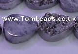 CAG8312 7.5 inches 18*25mm teardrop silver plated druzy agate beads