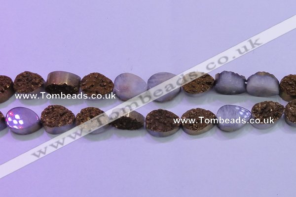 CAG8313 7.5 inches 18*25mm teardrop gold plated druzy agate beads