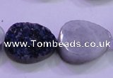 CAG8316 7.5 inches 18*25mm teardrop blue plated druzy agate beads