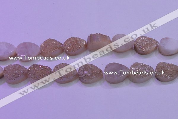 CAG8321 7.5 inches 20*30mm teardrop champagne plated druzy agate beads