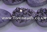 CAG8322 7.5 inches 20*30mm teardrop silver plated druzy agate beads