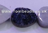 CAG8326 7.5 inches 20*30mm teardrop blue plated druzy agate beads