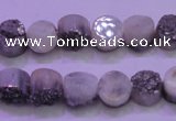 CAG8332 7.5 inches 10mm coin silver plated druzy agate beads