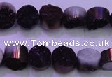 CAG8335 7.5 inches 10mm coin purple plated druzy agate beads