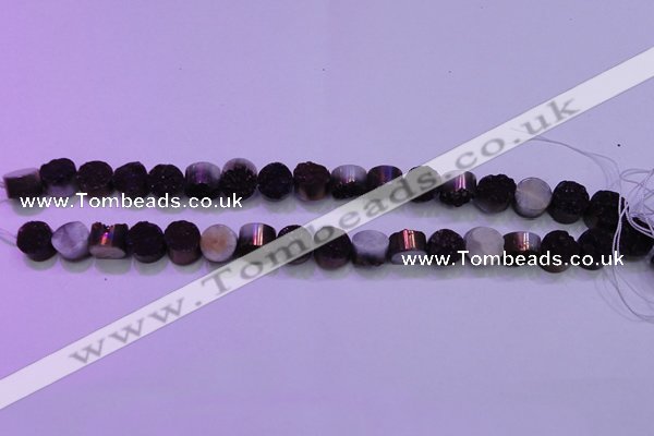 CAG8335 7.5 inches 10mm coin purple plated druzy agate beads