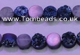 CAG8336 7.5 inches 10mm coin blue plated druzy agate beads