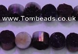 CAG8345 7.5 inches 12mm coin purple plated druzy agate beads