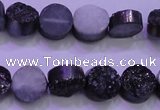 CAG8347 7.5 inches 12mm coin black plated druzy agate beads