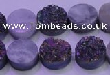 CAG8354 7.5 inches 14mm coin rainbow plated druzy agate beads