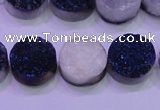 CAG8366 7.5 inches 16mm coin blue plated druzy agate beads