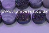 CAG8374 7.5 inches 18mm coin rainbow plated druzy agate beads