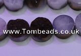 CAG8375 7.5 inches 18mm coin purple plated druzy agate beads