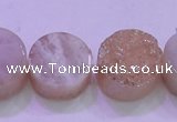 CAG8381 7.5 inches 20mm coin champagne plated druzy agate beads