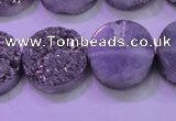 CAG8382 7.5 inches 20mm coin silver plated druzy agate beads