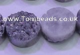 CAG8392 7.5 inches 25mm coin silver plated druzy agate beads