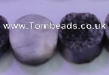 CAG8397 7.5 inches 25mm coin black plated druzy agate beads