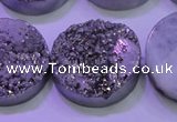 CAG8402 7.5 inches 30mm coin silver plated druzy agate beads