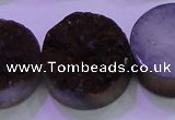 CAG8405 7.5 inches 30mm coin purple plated druzy agate beads