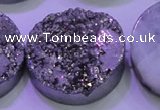 CAG8412 7.5 inches 35mm coin silver plated druzy agate beads