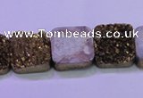 CAG8424 7.5 inches 18*18mm square gold plated druzy agate beads