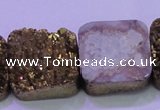 CAG8428 7.5 inches 28*28mm square gold plated druzy agate beads