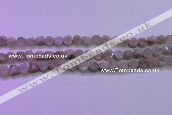 CAG8430 15.5 inches 10mm coin grey druzy agate gemstone beads