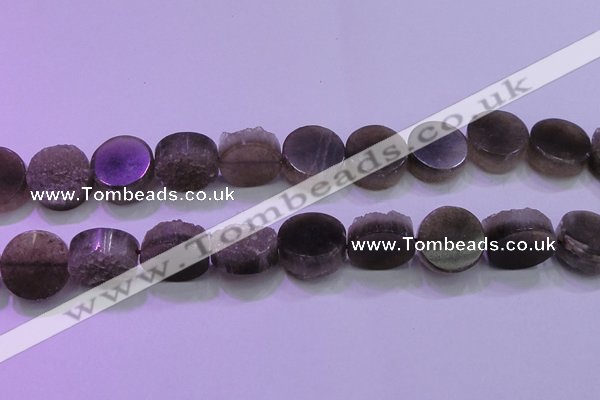 CAG8435 15.5 inches 20mm coin grey druzy agate gemstone beads