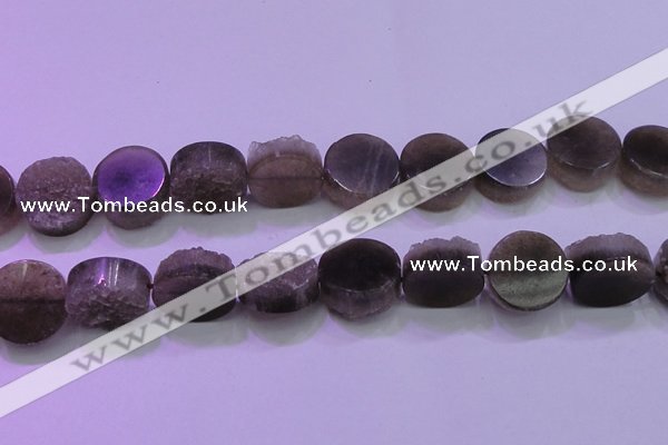 CAG8436 15.5 inches 22mm coin grey druzy agate gemstone beads