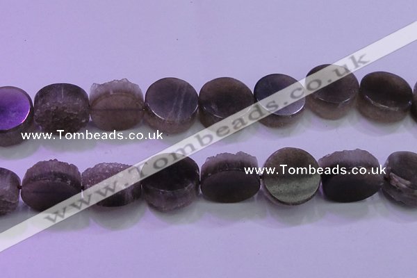 CAG8438 15.5 inches 28mm coin grey druzy agate gemstone beads