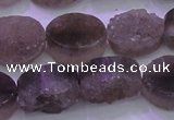 CAG8442 15.5 inches 12*16mm oval grey druzy agate gemstone beads