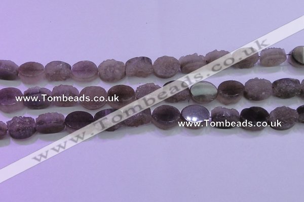 CAG8442 15.5 inches 12*16mm oval grey druzy agate gemstone beads