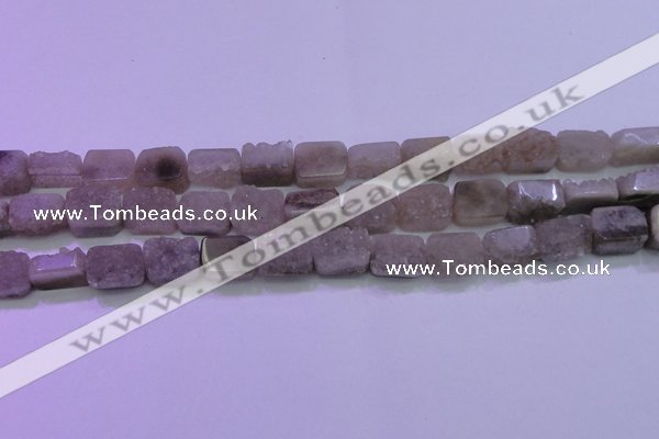 CAG8451 15.5 inches 10*14mm rectangle grey druzy agate gemstone beads