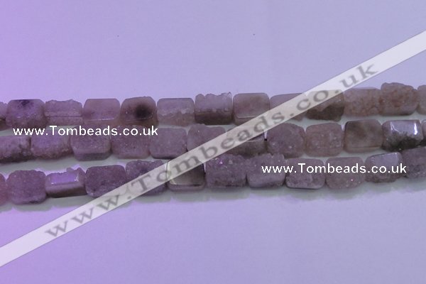 CAG8452 15.5 inches 12*16mm rectangle grey druzy agate gemstone beads