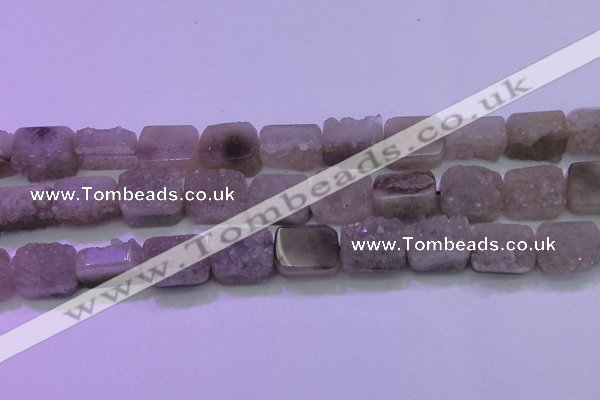 CAG8454 15.5 inches 15*20mm rectangle grey druzy agate gemstone beads