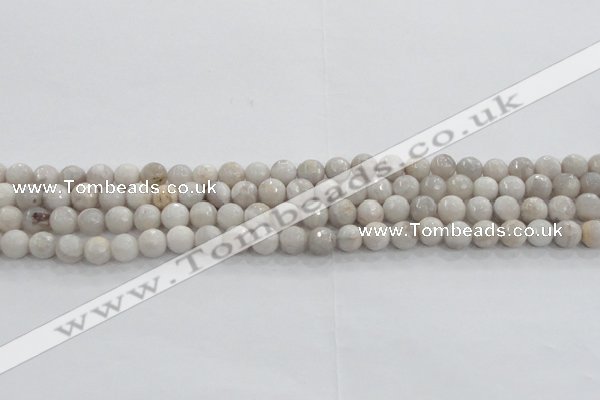 CAG8515 15.5 inches 8mm faceted round grey agate beads wholesale