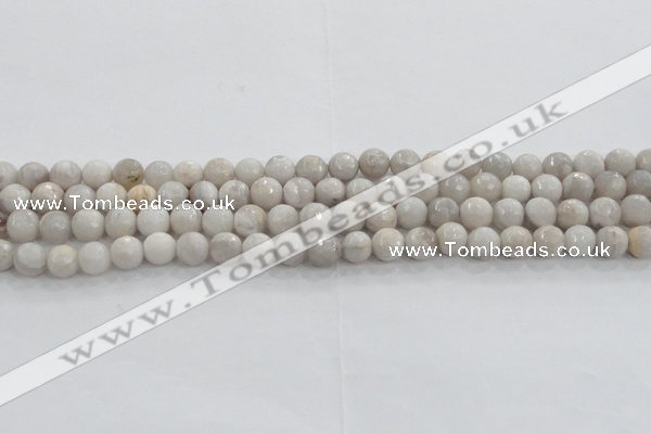 CAG8516 15.5 inches 10mm faceted round grey agate beads wholesale