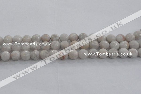 CAG8518 15.5 inches 14mm faceted round grey agate beads wholesale