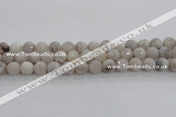 CAG8519 15.5 inches 16mm faceted round grey agate beads wholesale