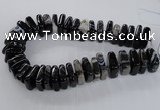 CAG8550 15.5 inches 9*23mm - 10*25mm square black line agate beads